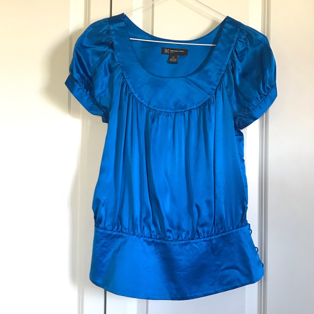 Blue silk top